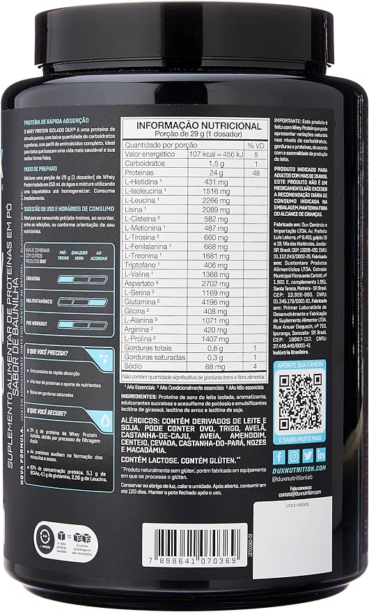 Dux Nutrition Whey Protein Isolado 900G - Baunilha