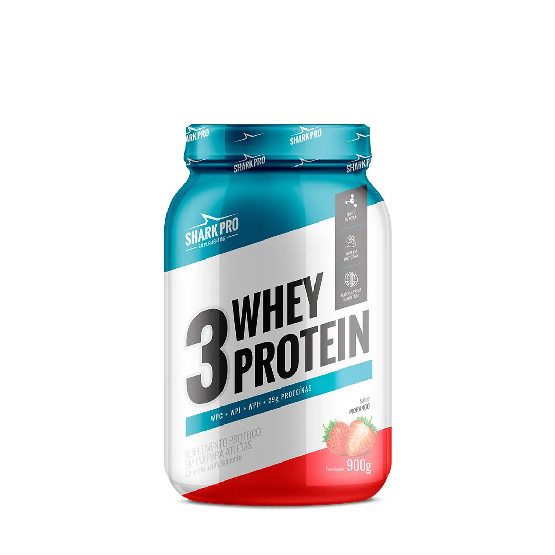 Shark Pro Whey Protein 3W 900g Pote - Morango