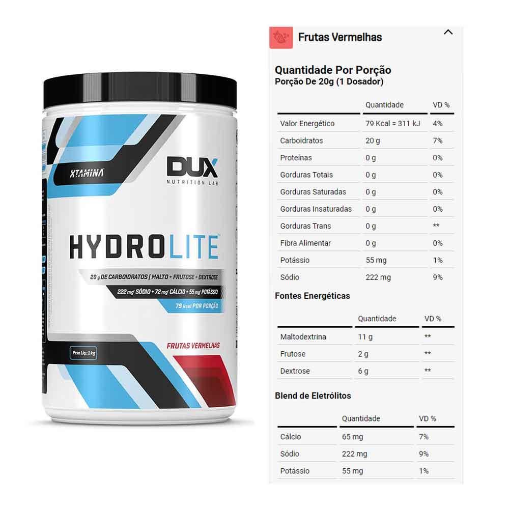 Dux Nutrition Hydrolite 1000G - Frutas Vermelhas