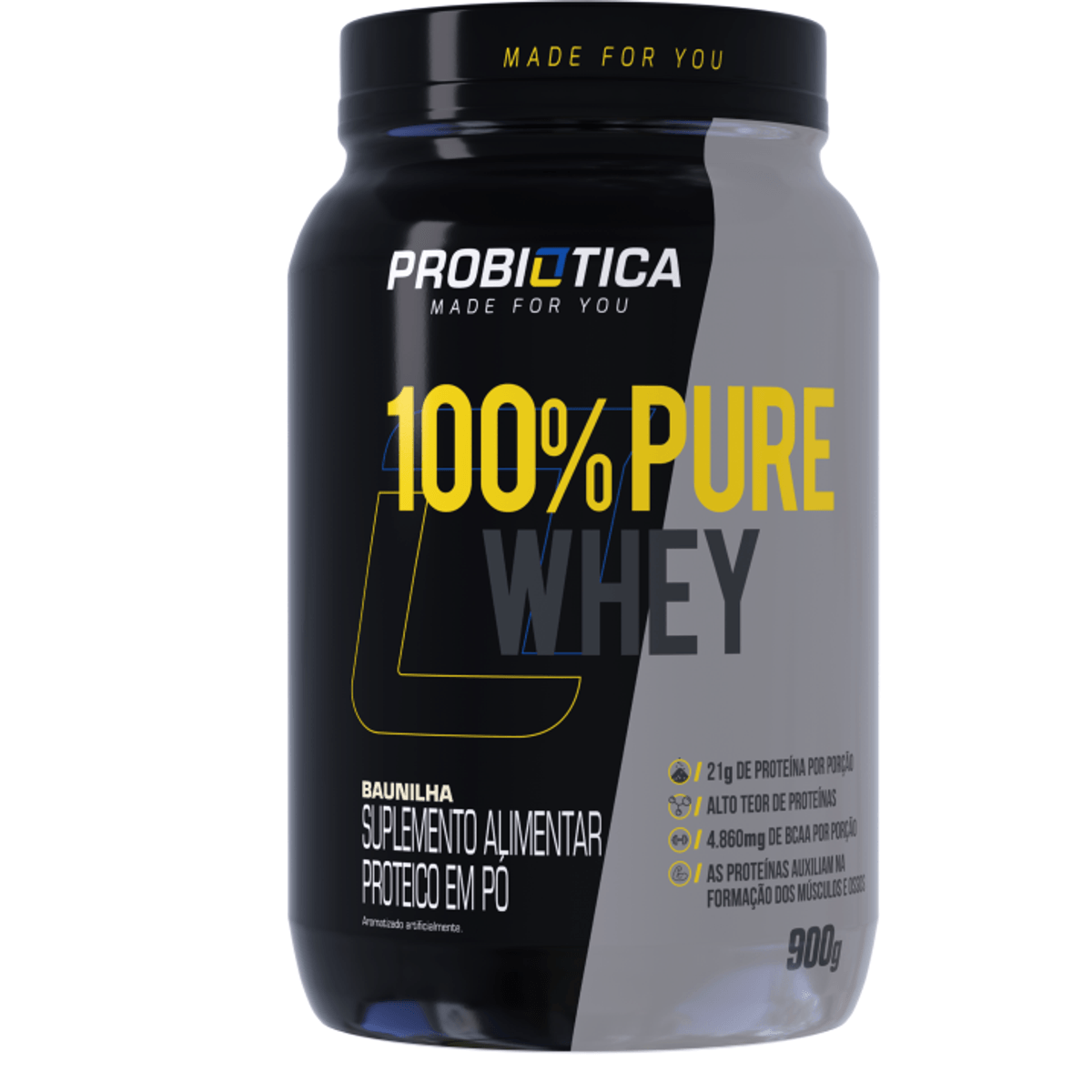 Probiótica Whey Protein 100% 900g Pote - Baunilha