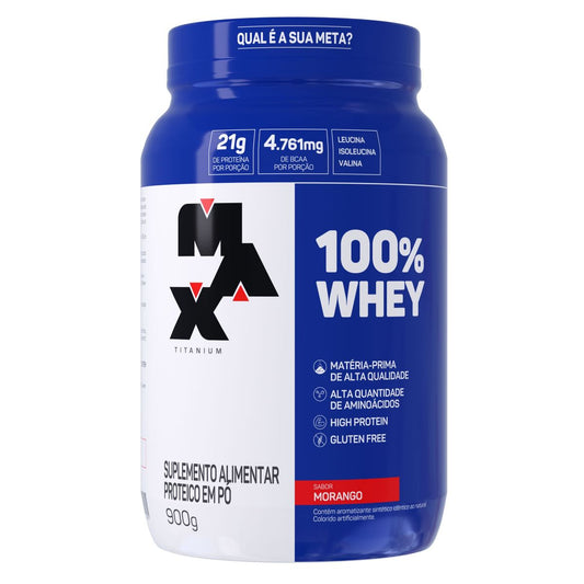 Max Titanium 100% Whey Pote 900G Morango V01