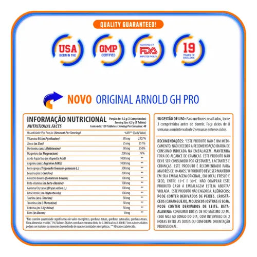 Arnold Nutrition Pré Hormonal GH Pro - 120 cápsulas