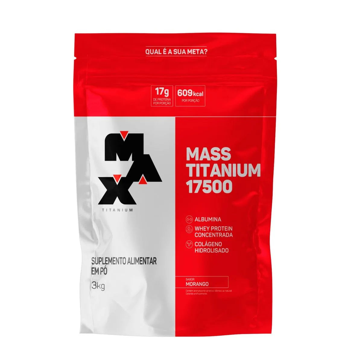 Max Titanium Hipercalórico Mass Titanium 17500 3kg - Morango